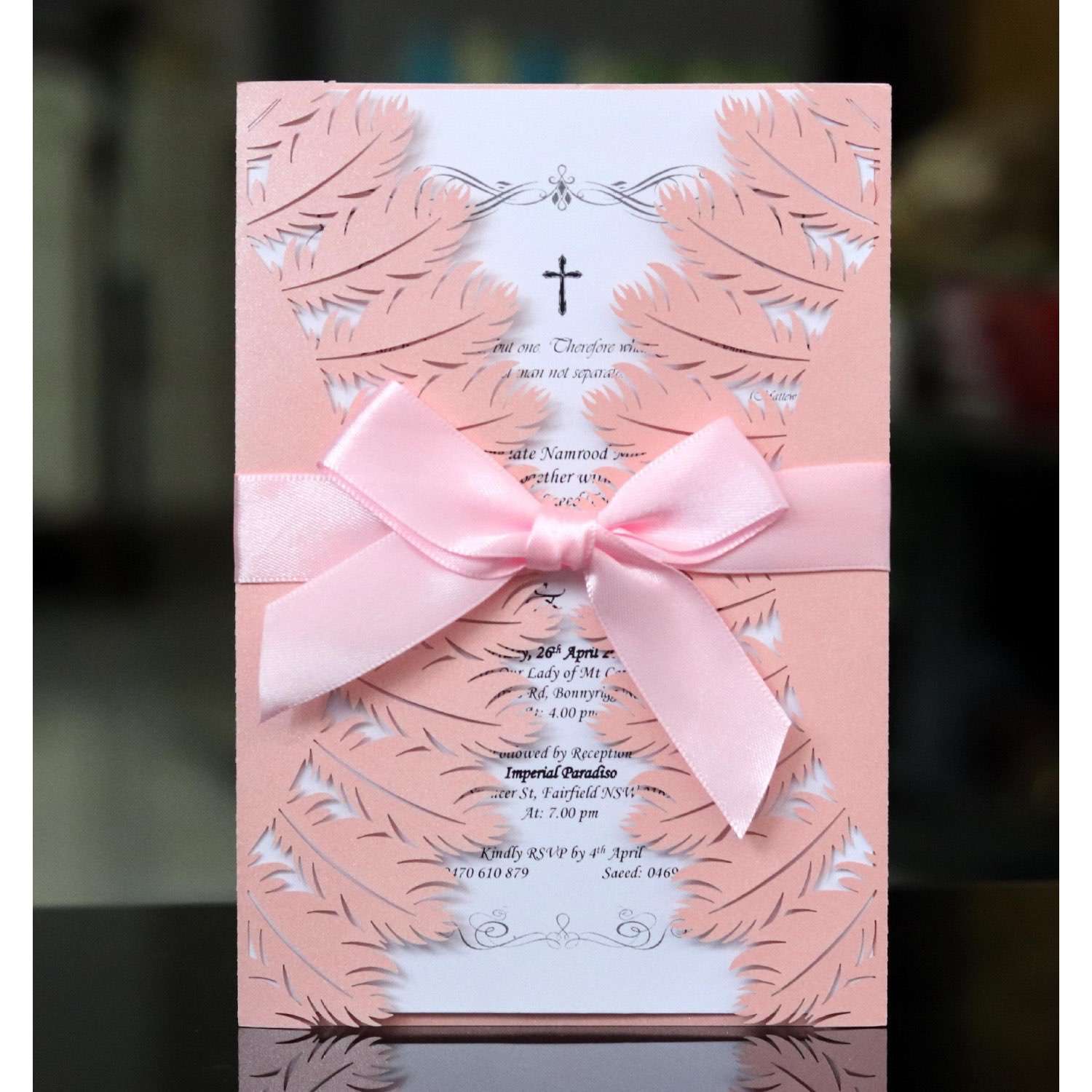 Wedding Invitation Rectangle White Card Laser Hollowed Design